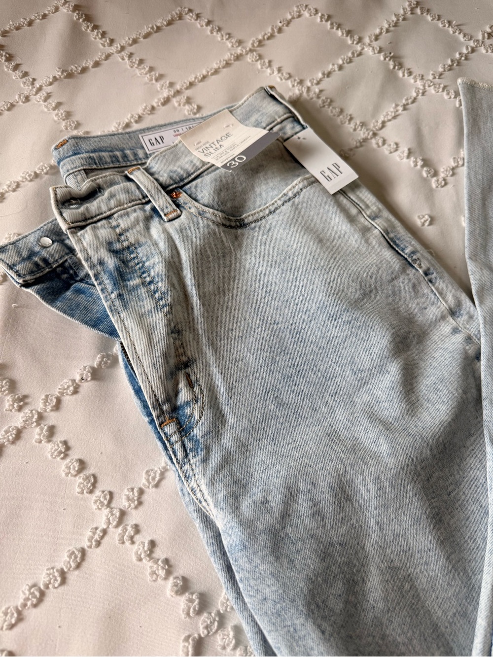 GAP Women's Light Wash Vintage Slim High-Rise Jeans 30 10 Tall NEW - Picture 3 of 6